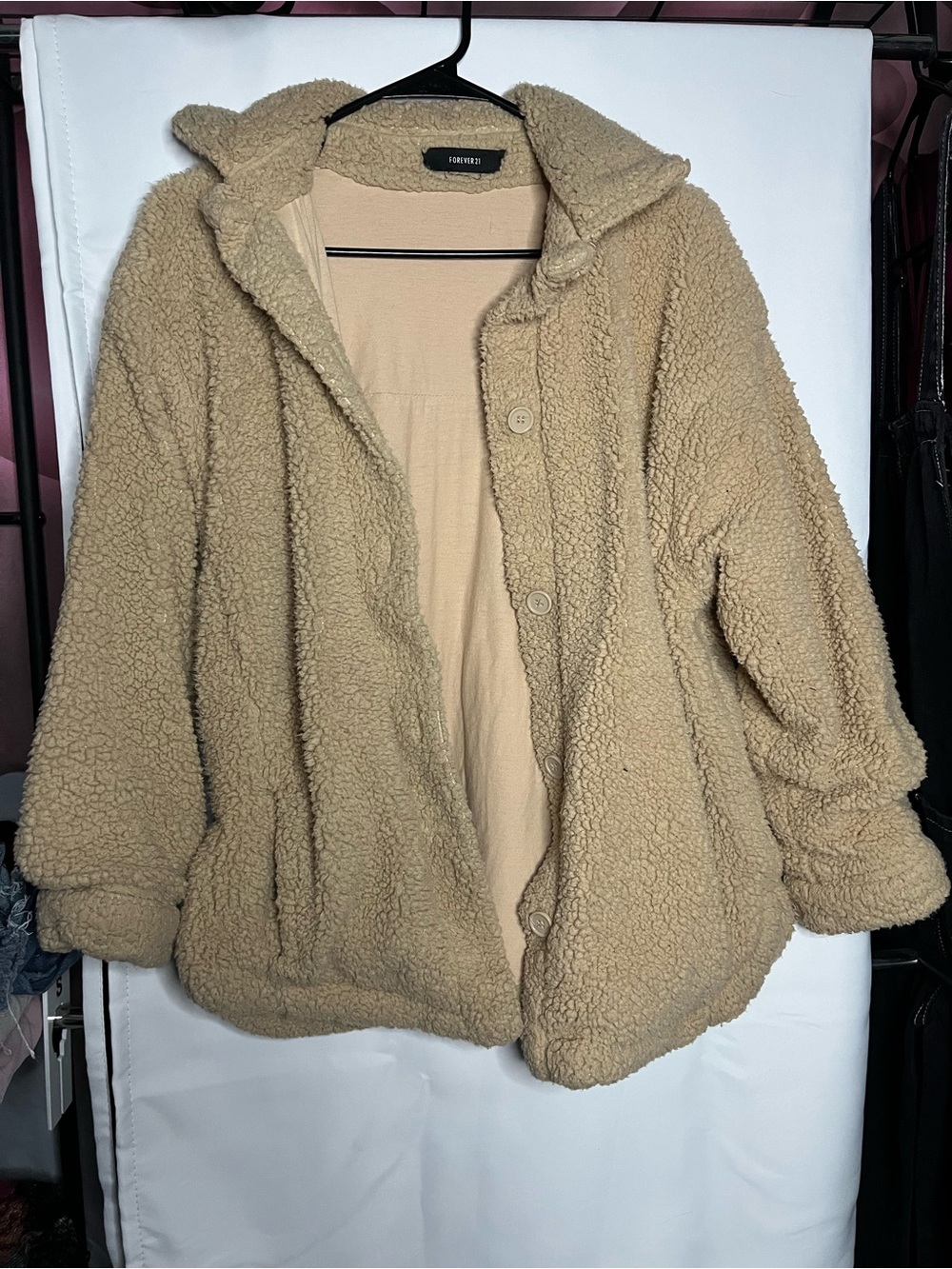 Forever 21 Tan Teddy Jacket with Button Front